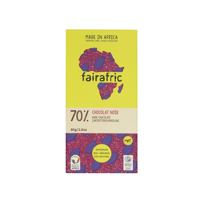 Tablette de chocolat noir équitable 70%